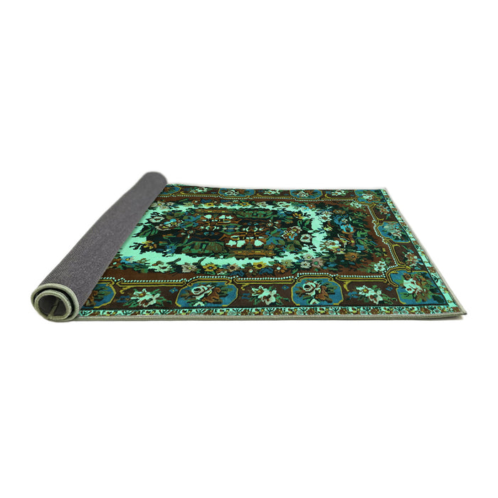 Sideview of Persian Turquoise Traditional Rug, tr1633turq