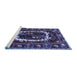 Sideview of Machine Washable Persian Blue Traditional Rug, wshtr1633blu