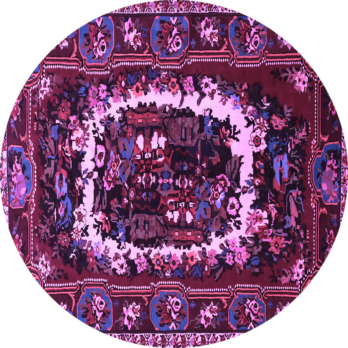 Round Persian Purple Traditional Rug, tr1633pur