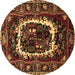 Round Machine Washable Persian Brown Traditional Rug, wshtr1633brn