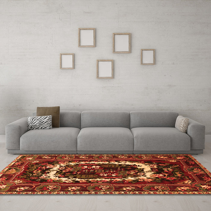 Machine Washable Persian Orange Traditional Area Rugs in a Living Room, wshtr1633org