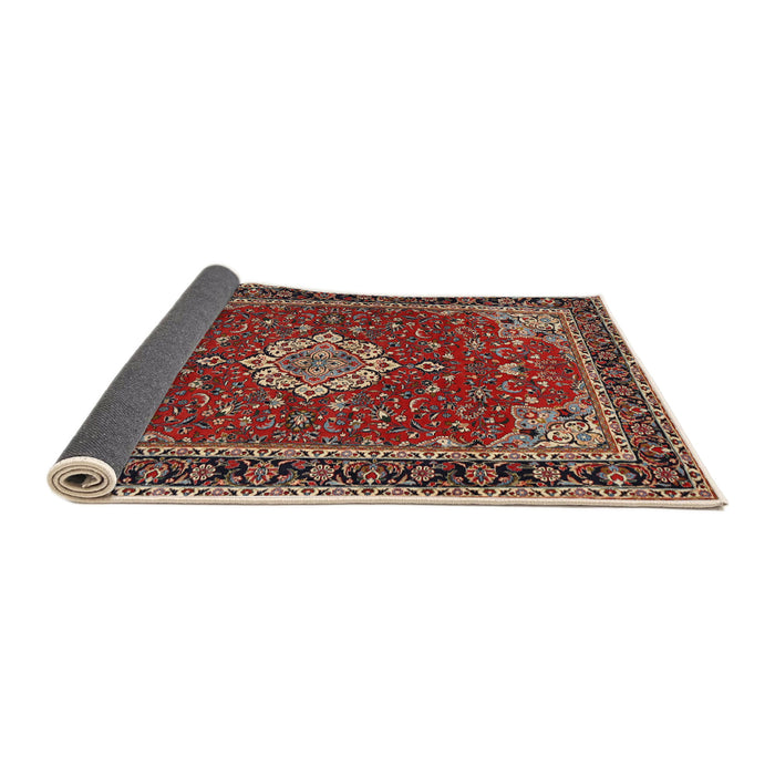 Sideview of Traditional Orange Salmon Pink Medallion Rug, tr1634