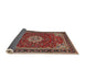 Sideview of Traditional Orange Salmon Pink Medallion Rug, tr1634