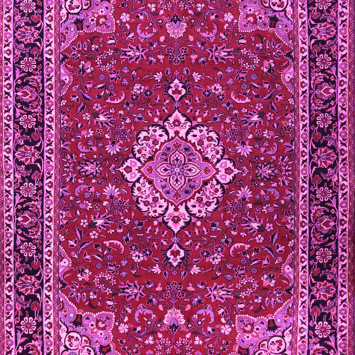 Machine Washable Medallion Pink Traditional Rug, wshtr1634pnk