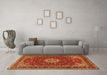 Machine Washable Medallion Orange Traditional Area Rugs in a Living Room, wshtr1634org