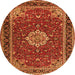 Square Medallion Orange Traditional Rug, tr1634org