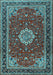 Medallion Light Blue Traditional Rug, tr1634lblu