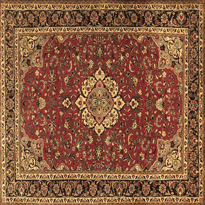 Square Medallion Brown Traditional Rug, tr1634brn