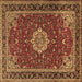 Square Medallion Brown Traditional Rug, tr1634brn