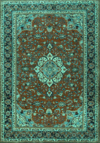 Medallion Turquoise Traditional Rug, tr1634turq