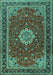 Medallion Turquoise Traditional Rug, tr1634turq