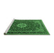 Sideview of Machine Washable Medallion Emerald Green Traditional Area Rugs, wshtr1634emgrn