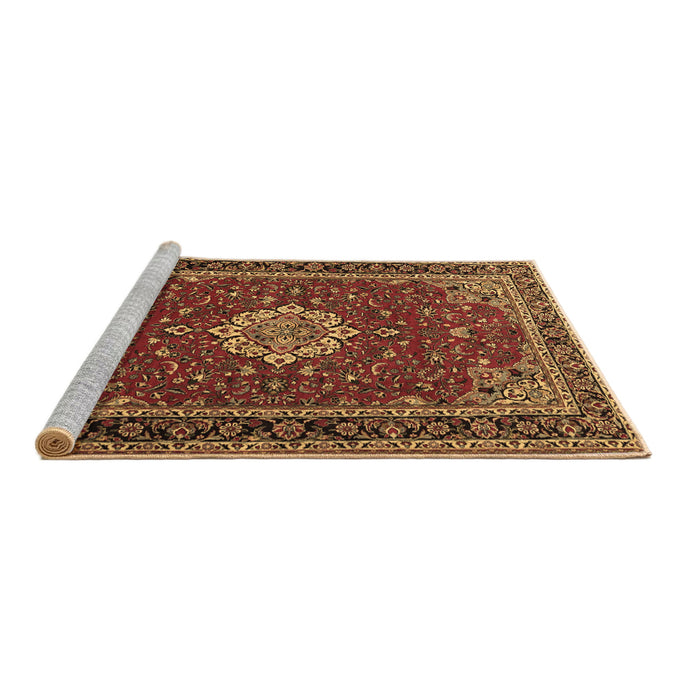 Sideview of Machine Washable Medallion Brown Traditional Rug, wshtr1634brn