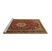 Sideview of Machine Washable Medallion Brown Traditional Rug, wshtr1634brn