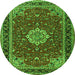 Machine Washable Medallion Green Traditional Area Rugs, wshtr1634grn