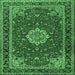 Square Medallion Emerald Green Traditional Rug, tr1634emgrn