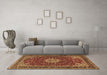 Machine Washable Medallion Brown Traditional Rug in a Living Room,, wshtr1634brn