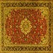 Square Medallion Yellow Traditional Rug, tr1634yw