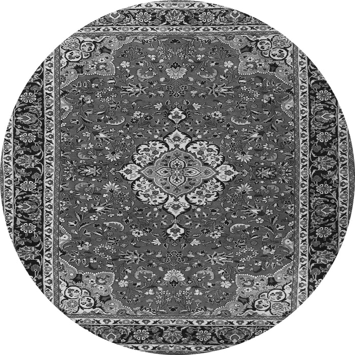 Machine Washable Medallion Gray Traditional Rug, wshtr1634gry