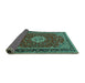 Sideview of Medallion Turquoise Traditional Rug, tr1634turq