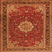 Serging Thickness of Medallion Orange Traditional Rug, tr1634org