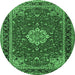 Round Medallion Emerald Green Traditional Rug, tr1634emgrn