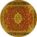 Round Medallion Yellow Traditional Rug, tr1634yw