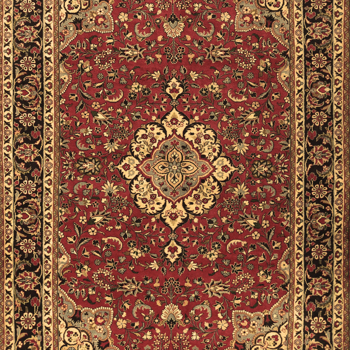 Machine Washable Medallion Brown Traditional Rug, wshtr1634brn
