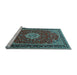 Sideview of Machine Washable Medallion Light Blue Traditional Rug, wshtr1634lblu