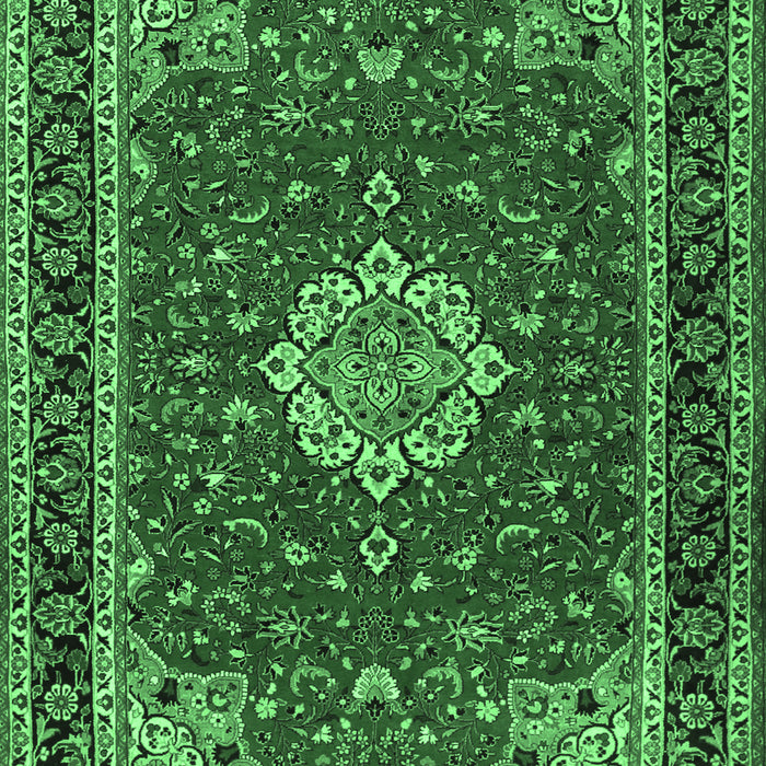 Machine Washable Medallion Emerald Green Traditional Area Rugs, wshtr1634emgrn