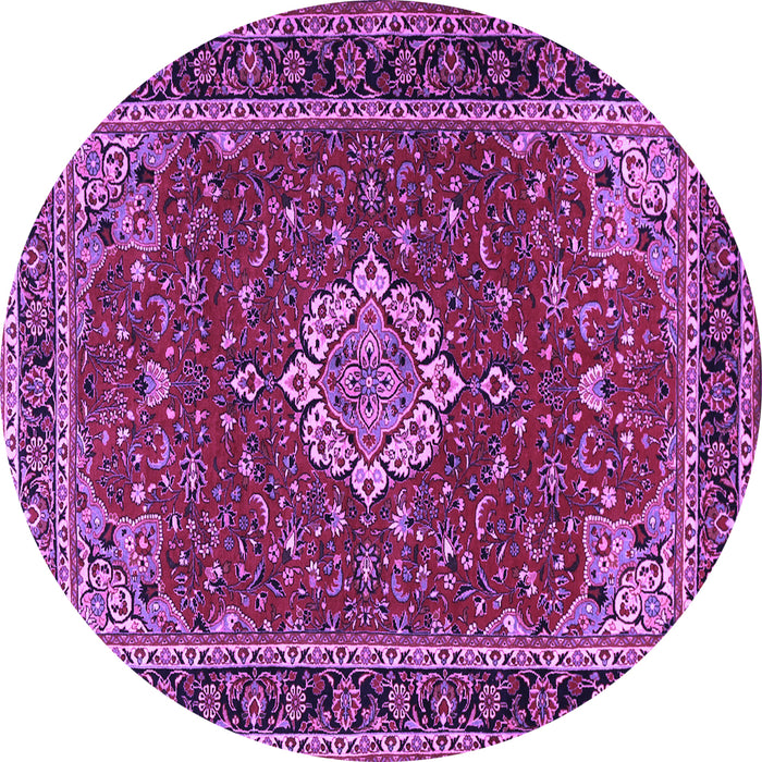 Round Medallion Purple Traditional Rug, tr1634pur