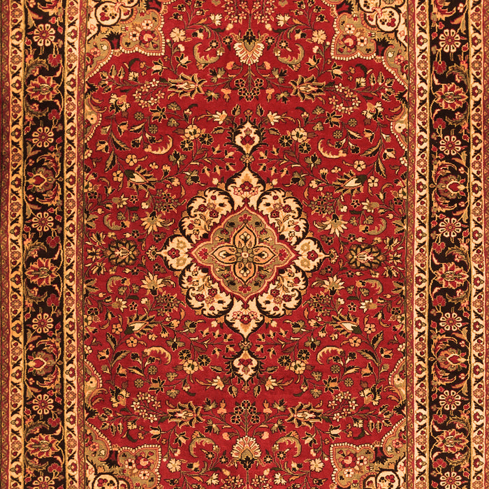 Serging Thickness of Machine Washable Medallion Orange Traditional Area Rugs, wshtr1634org