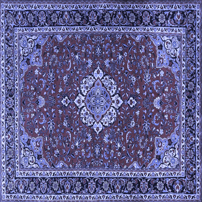 Square Machine Washable Medallion Blue Traditional Rug, wshtr1634blu