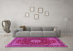 Machine Washable Medallion Pink Traditional Rug in a Living Room, wshtr1634pnk