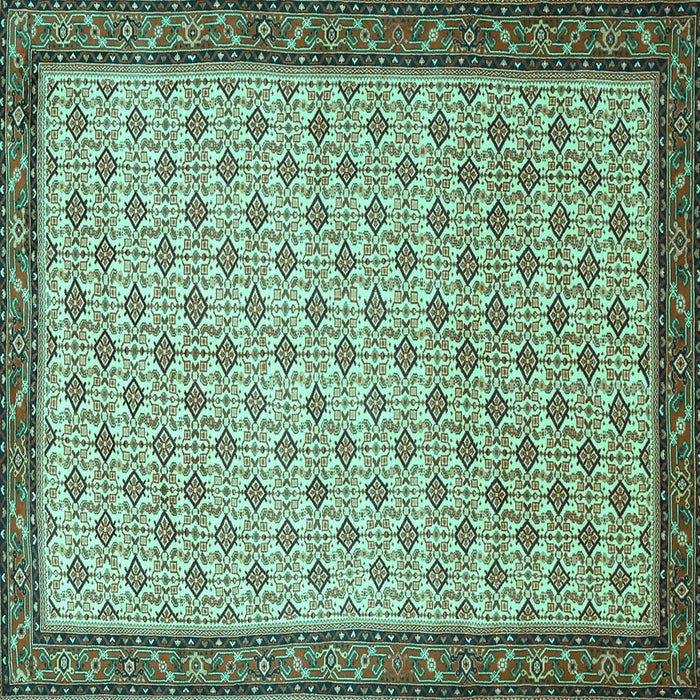 Square Machine Washable Persian Turquoise Traditional Area Rugs, wshtr1635turq