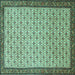 Square Machine Washable Persian Turquoise Traditional Area Rugs, wshtr1635turq