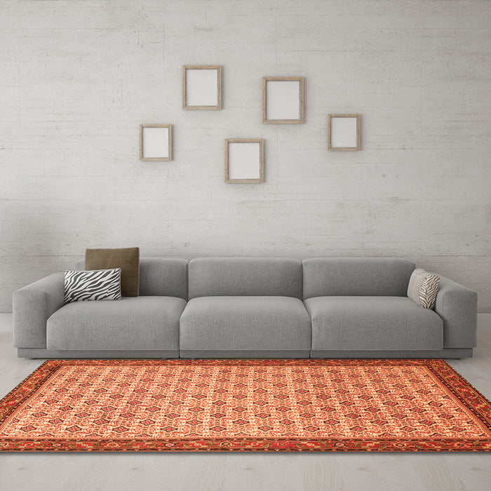 Machine Washable Persian Orange Traditional Area Rugs in a Living Room, wshtr1635org