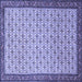 Square Machine Washable Persian Blue Traditional Rug, wshtr1635blu