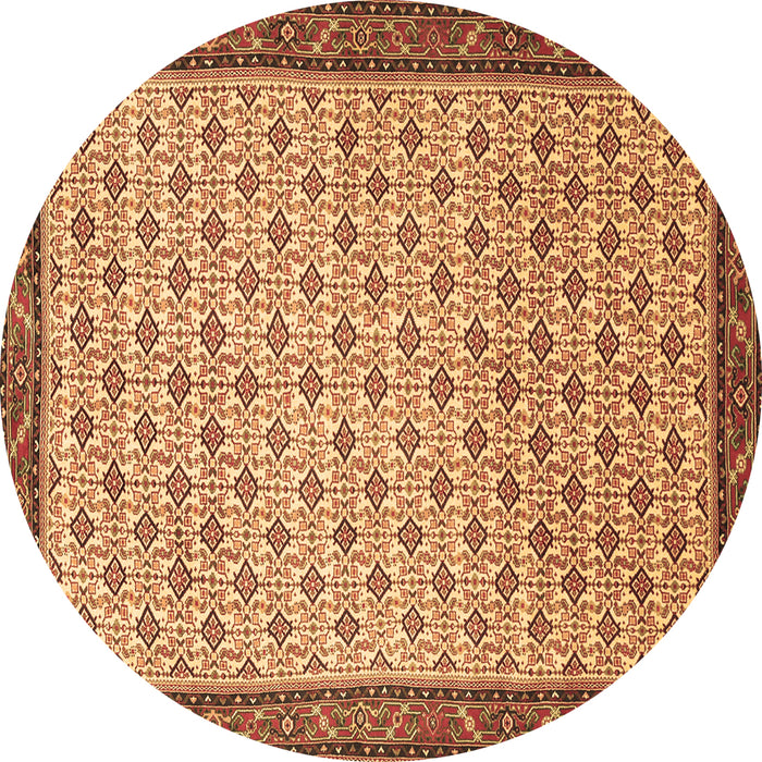 Round Persian Brown Traditional Rug, tr1635brn