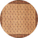 Round Persian Brown Traditional Rug, tr1635brn