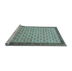 Sideview of Machine Washable Persian Light Blue Traditional Rug, wshtr1635lblu