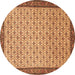 Round Machine Washable Persian Brown Traditional Rug, wshtr1635brn