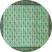 Round Machine Washable Persian Turquoise Traditional Area Rugs, wshtr1635turq