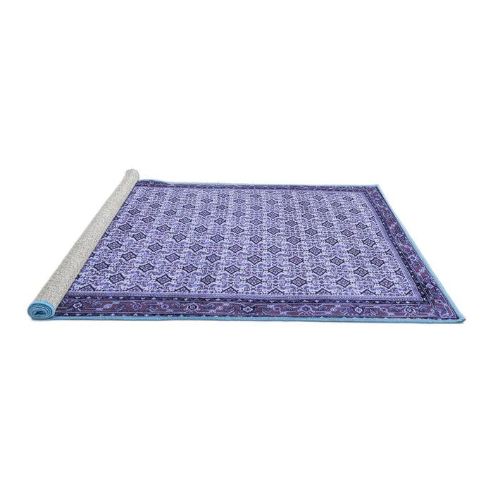 Sideview of Machine Washable Persian Blue Traditional Rug, wshtr1635blu