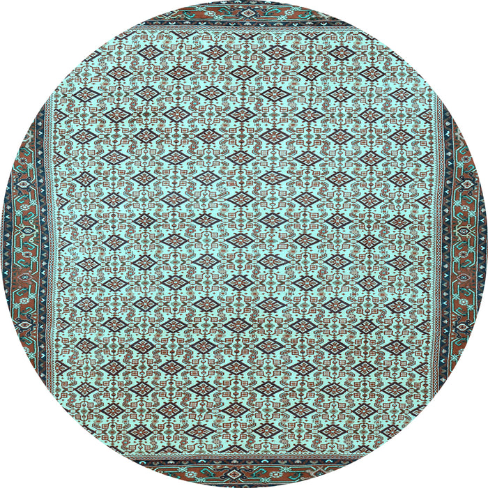 Round Persian Light Blue Traditional Rug, tr1635lblu