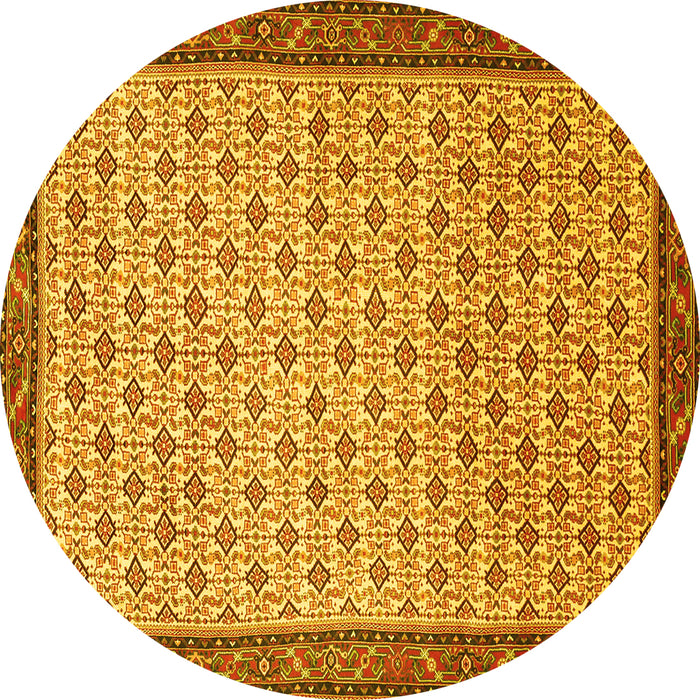 Round Persian Yellow Traditional Rug, tr1635yw