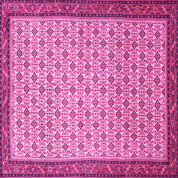 Square Machine Washable Persian Pink Traditional Rug, wshtr1635pnk