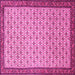 Square Machine Washable Persian Pink Traditional Rug, wshtr1635pnk