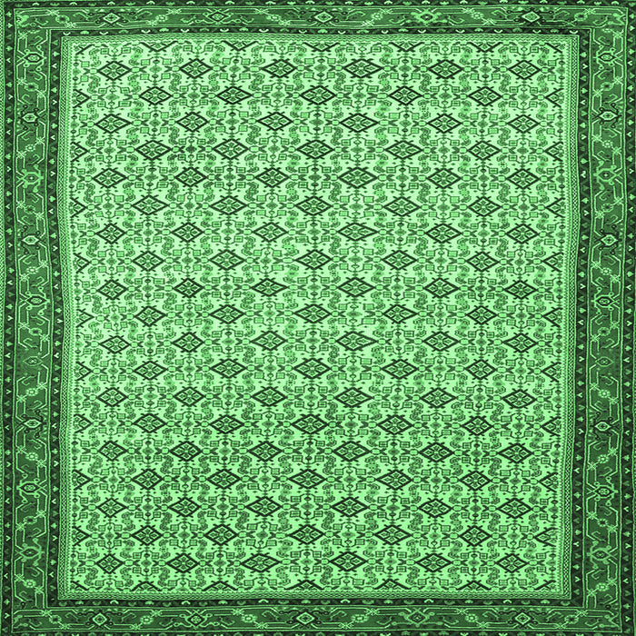 Square Machine Washable Persian Emerald Green Traditional Area Rugs, wshtr1635emgrn
