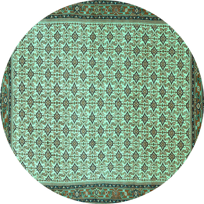 Round Persian Turquoise Traditional Rug, tr1635turq